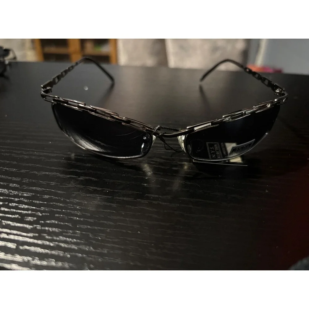 NYS Collection Sun Collection Sunglasses Gunmetal Chain Link Frame Y2K